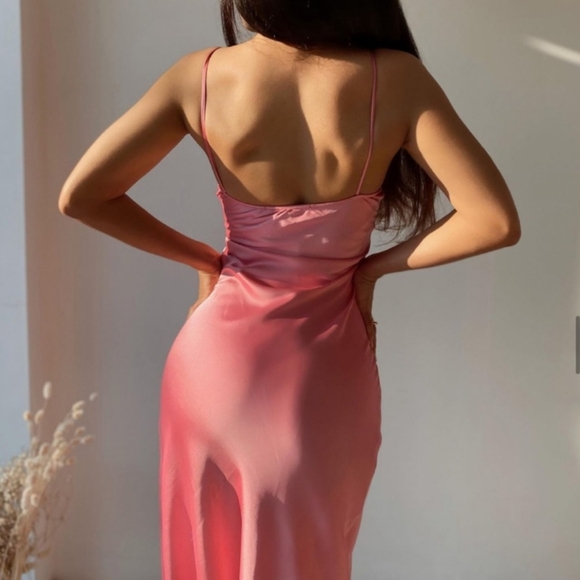 Zara Silky Satin Midi Dress With Button Detail - Picture 7 of 7